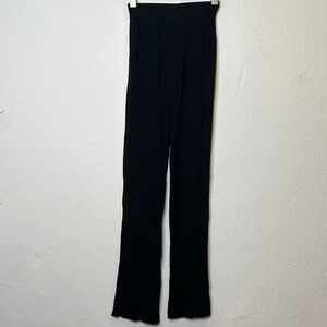 Chic Women's‎ Black Straight Leg Ribbed Pants Scalloped Bottom Detail Size XXS